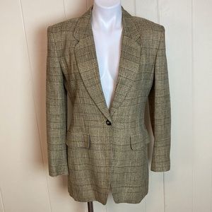 Vintage 80s 90s Woven Boxy Plaid Blazer 4 Rockabilly Oversize Classic Career